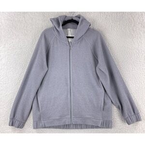 Lululemon New Wave Sweater Womens Large Gray Pave Full‎ Zip Hoodie Long Sleeve